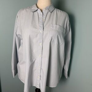 a.n.a Light Blue & White Striped Button-Down Shirt, Relaxed Fit - size XL